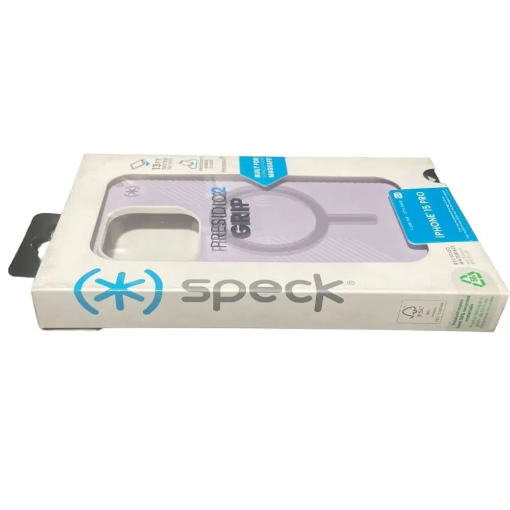Speck Presidio2 Grip MagSafe iPhone 15 Pro Case Soft Lilac Purple NEW